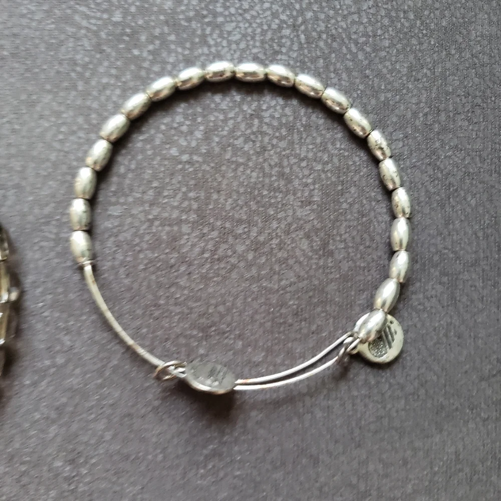 2 Pk Alex and Ani Silver & Grey Beaded Bracelets